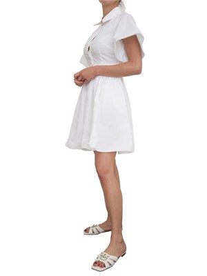 Abito corto Kocca in cotone bianco con cintura in vita e maniche corte ampie in DONNA