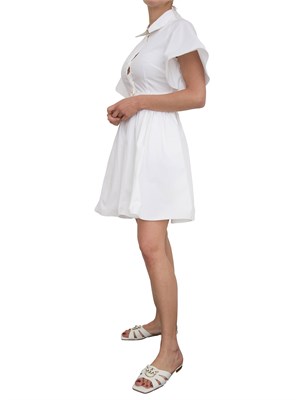 Abito corto Kocca in cotone bianco con cintura in vita e maniche corte ampie in DONNA