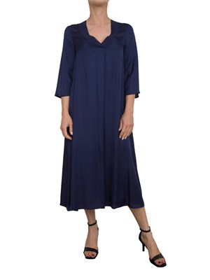Abito ampio Kocca con scollo a V blu effetto raso in DONNA