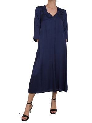 Abito ampio Kocca con scollo a V blu effetto raso in DONNA