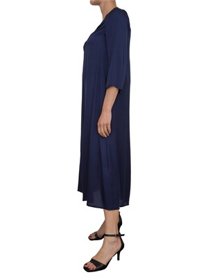 Abito ampio Kocca con scollo a V blu effetto raso in DONNA