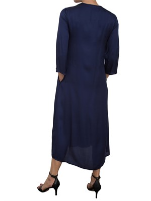 Abito ampio Kocca con scollo a V blu effetto raso in DONNA