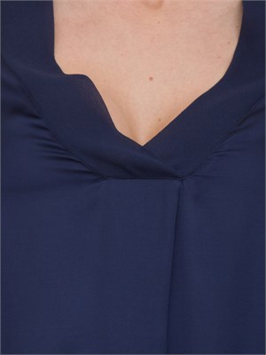 Abito ampio Kocca con scollo a V blu effetto raso in DONNA