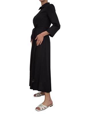 Abito lungo Kocca modello chemisier nero con paillettes tono su tono sul fondo in DONNA