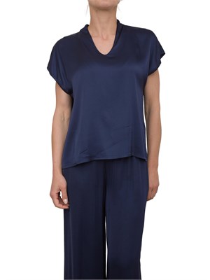Blusa Kocca in tessuto blu effetto raso con manica scesa e scollo V in DONNA