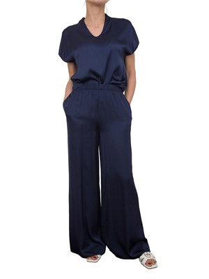 Blusa Kocca in tessuto blu effetto raso con manica scesa e scollo V in DONNA