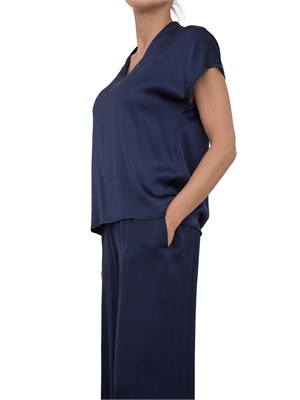 Blusa Kocca in tessuto blu effetto raso con manica scesa e scollo V in DONNA