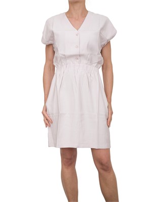 Abito corto Kocca in cotone lilla con coulisse in vita e chiusura a bottoni sopra in DONNA