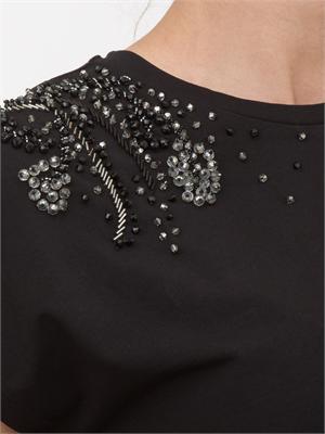 T-shirt nera Kocca con applicazioni strass sulla spalla in DONNA