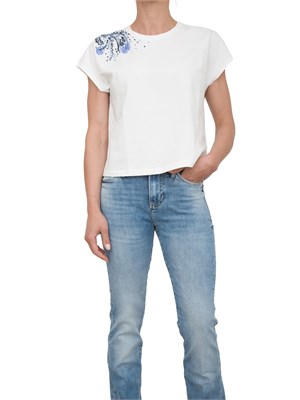 T-shirt bianca Kocca con applicazioni strass sulla spalla in DONNA