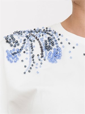 T-shirt bianca Kocca con applicazioni strass sulla spalla in DONNA