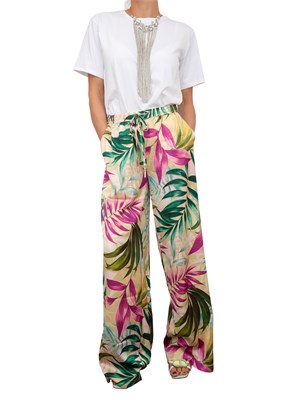 T-shirt bianca Blugirl con collana di cristalli a frange in DONNA
