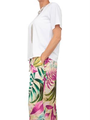 T-shirt bianca Blugirl con collana di cristalli a frange in DONNA