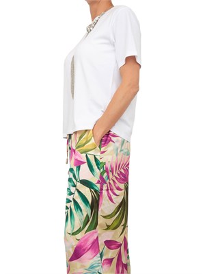 T-shirt bianca Blugirl con collana di cristalli a frange in DONNA
