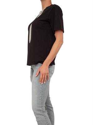 T-shirt nera Blugirl con collana di cristalli a frange in DONNA