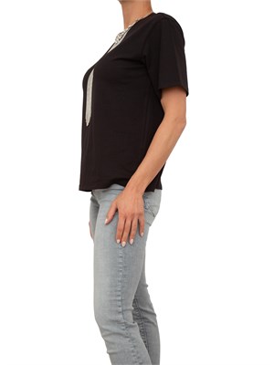 T-shirt nera Blugirl con collana di cristalli a frange in DONNA