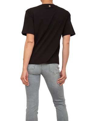 T-shirt nera Blugirl con collana di cristalli a frange in DONNA