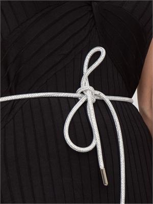 Abito lungo Blugirl in costa lucida nera con drappeggio e collana in DONNA