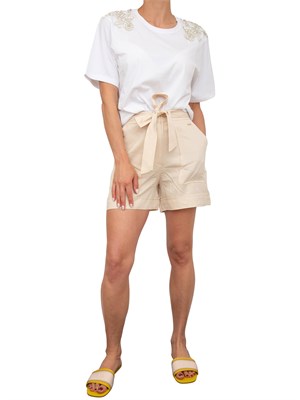 T-shirt bianca Blugirl con patch gioiello su spalle in DONNA
