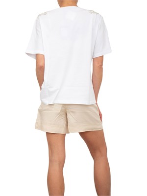 T-shirt bianca Blugirl con patch gioiello su spalle in DONNA