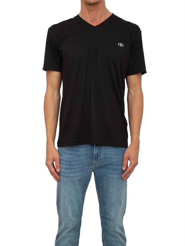T-shirt uomo Liu Jo in misto cotone nero con scollo V e logo