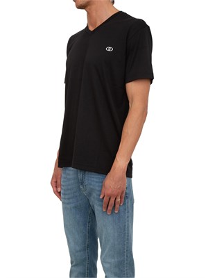 T-shirt uomo Liu Jo in misto cotone nero con scollo V e logo in UOMO