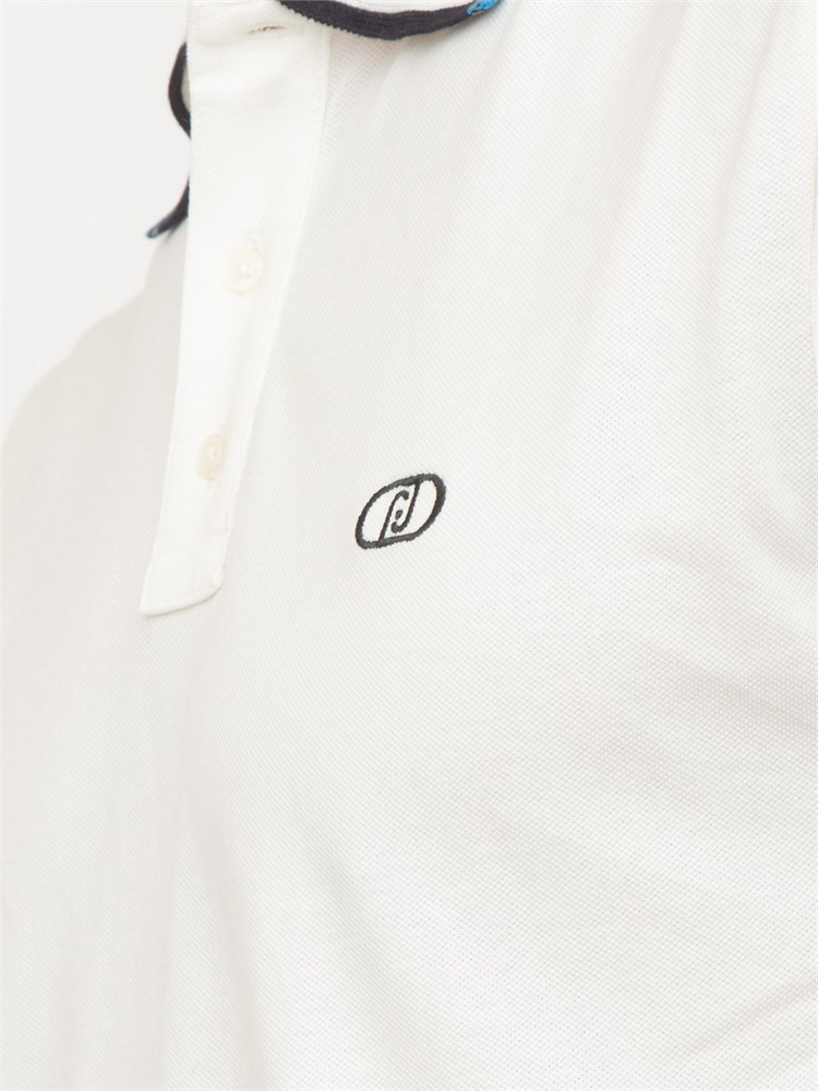 LIU JO Polo uomo Liu-jo in cotone avorio con con logo a contrasto e dettaglio colletto