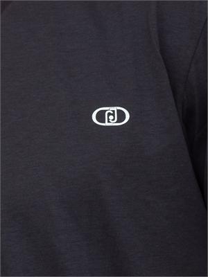 T-shirt uomo Liu Jo in misto cotone blu con scollo V e logo in UOMO