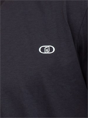 T-shirt uomo Liu Jo in misto cotone blu con scollo V e logo in UOMO
