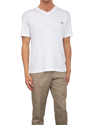 T-shirt uomo Liu Jo in misto cotone avorio con scollo V e logo in UOMO