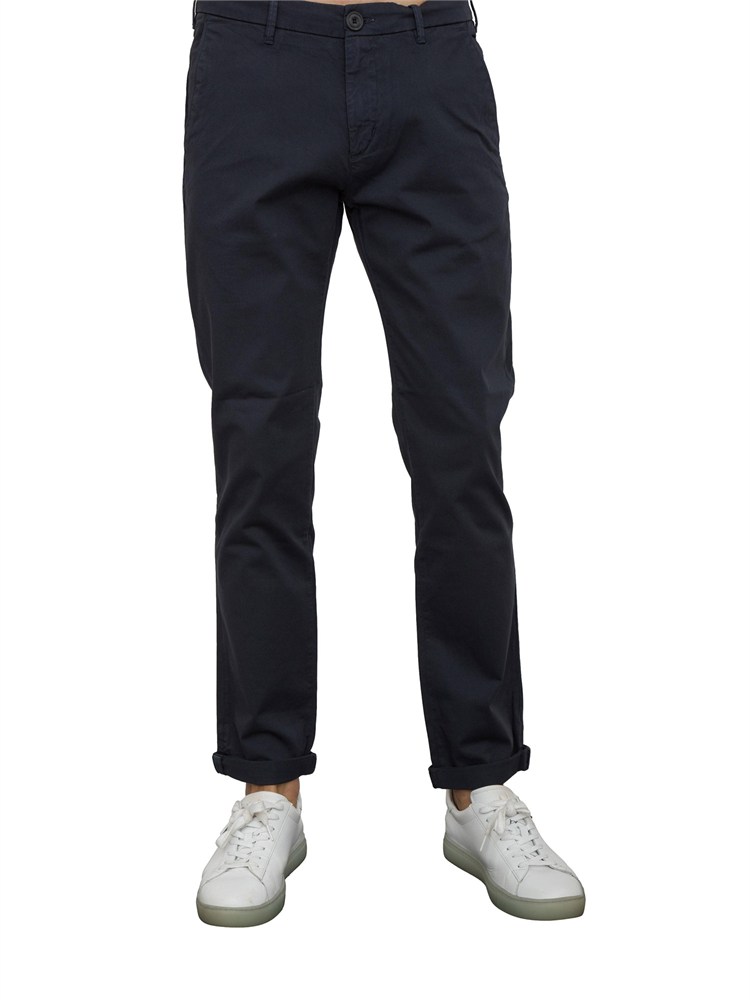 Pantalone chino Aiace Galassi in gabardina stretch blu