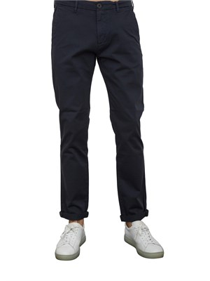 Pantalone chino Aiace Galassi in gabardina stretch blu in UOMO