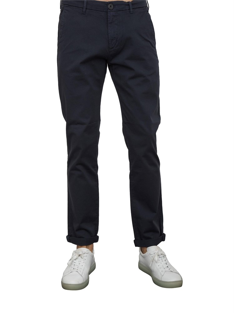 Pantalone chino Aiace Galassi in gabardina stretch blu