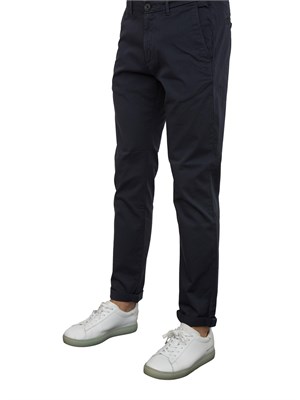 Pantalone chino Aiace Galassi in gabardina stretch blu in UOMO