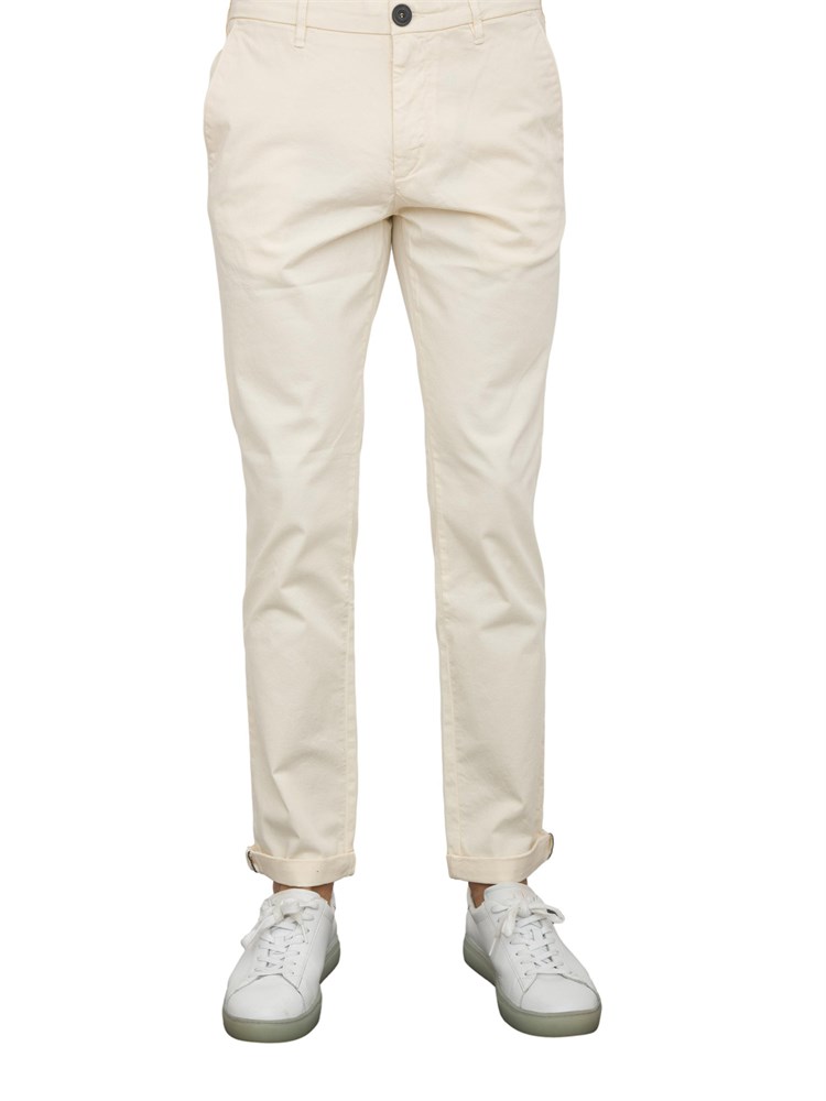 Pantalone chino Aiace Galassi in gabardina stretch avorio