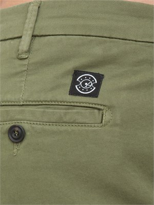 Pantalone chino Aiace Galassi in gabardina stretch verde in UOMO