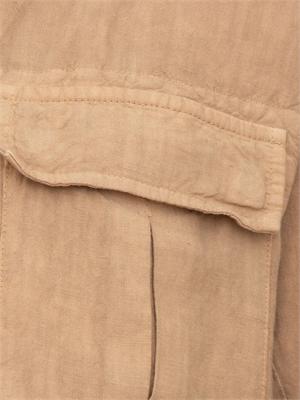 Giacca camicia Peserico uomo modello sahariana in puro lino tinto in capo beige in UOMO