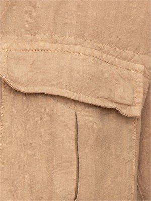 Giacca camicia Peserico uomo modello sahariana in puro lino tinto in capo beige in UOMO
