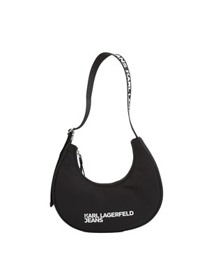 K.LAGERFELD Borsa a spalla Karl Lagerfeld Jeans in similpelle nera con logo lettering a contrasto in DONNA