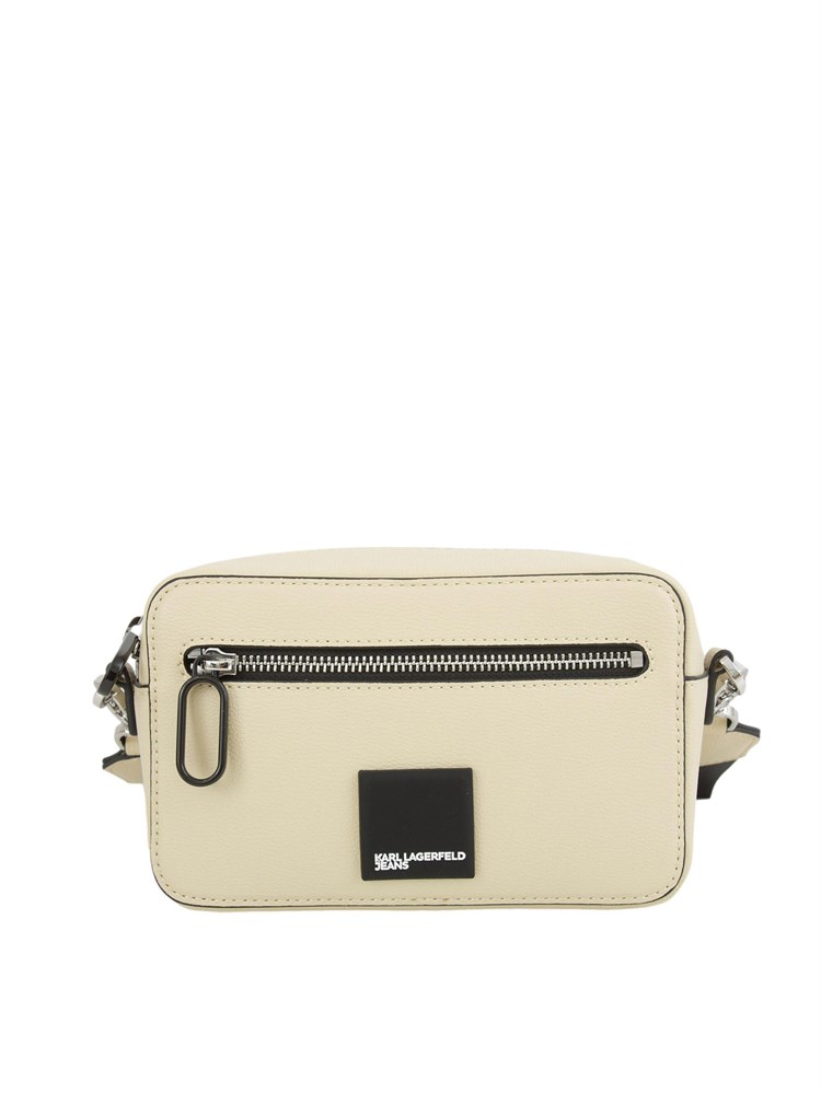 K.LAGERFELD Borsa a tracolla Karl Lagerfeld Jeans in similpelle beige con patch logo a contrasto