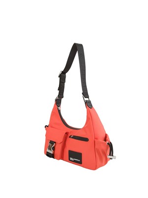 K.LAGERFELD Borsa a spalla utility Karl Lagerfeld Jeans in nylon corallo con tasche. in DONNA