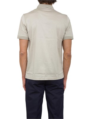 Polo con bottoni Corneliani verde chiaro in filo di Scozia in UOMO