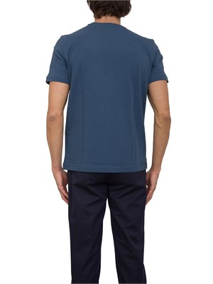 T-shirt girocollo Corneliani blu con stampa logo scomposto e ricamo in UOMO