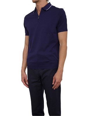 Polo con zip Corneliani viola in cotone in UOMO