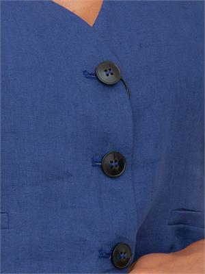 Gilet aderente Emme Marella in puro lino blu in DONNA