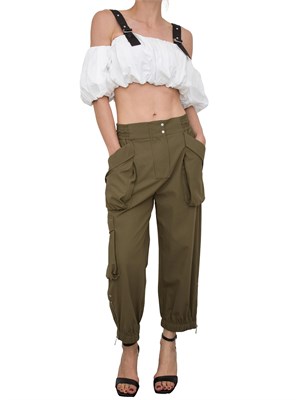 Pantalone verde Pinko modello cargo con maxi tasche in DONNA