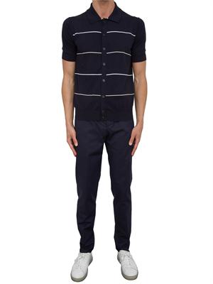 Cardigan polo Peserico blu in filato di puro cotone in UOMO