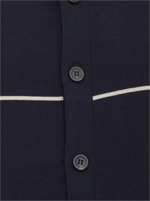 Cardigan polo Peserico blu in filato di puro cotone in UOMO
