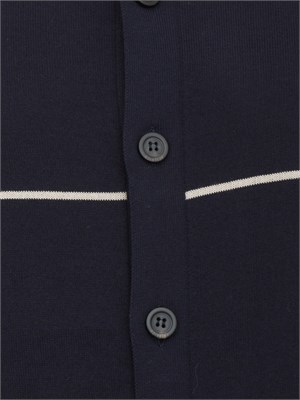 Cardigan polo Peserico blu in filato di puro cotone in UOMO