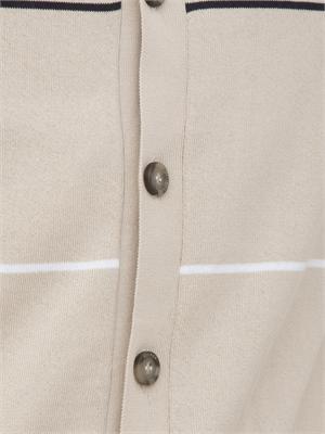Cardigan polo Peserico beige in filato di puro cotone in UOMO